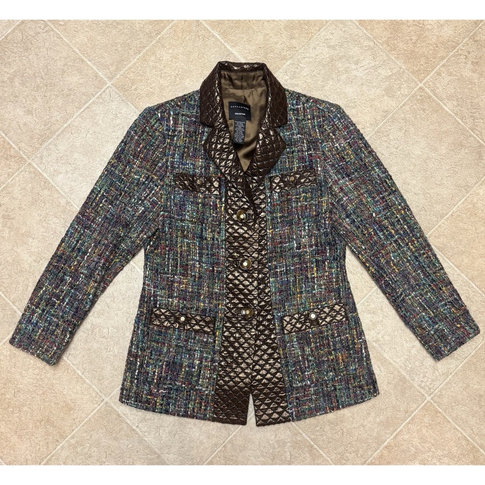 Doncaster Wool Blend Multicolor Tweed Blazer Sz 8 Colorful Career Office Unique
